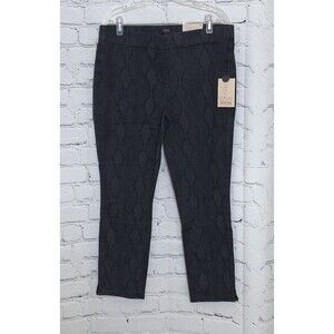 NYDJ Ankle Jeans Women's  14 Alina Pull On Skinny Side Slit Printed Diamondback